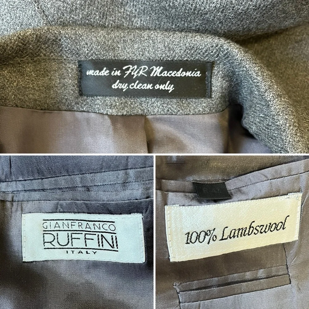 Gianfranco Ruffini Italy Gray Lambswool Sports Jacket Blazer Size 43R